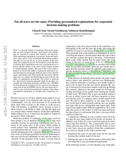 Not all users are the same: Providing personalized explanations for
  sequential decision making problems