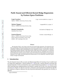ParK: Sound and Efficient Kernel Ridge Regression by Feature Space
  Partitions