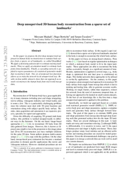 Deep unsupervised 3D human body reconstruction from a sparse set of
  landmarks
