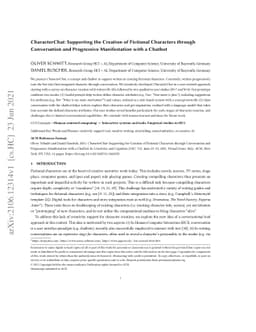 CharacterChat: Supporting the Creation of Fictional Characters through
  Conversation and Progressive Manifestation with a Chatbot