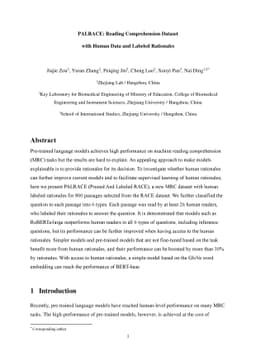 PALRACE: Reading Comprehension Dataset with Human Data and Labeled
  Rationales