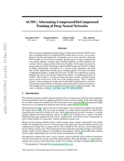 AC/DC: Alternating Compressed/DeCompressed Training of Deep Neural
  Networks