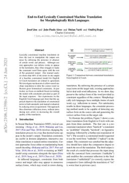 End-to-End Lexically Constrained Machine Translation for Morphologically
  Rich Languages