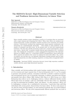 The SKIM-FA Kernel: High-Dimensional Variable Selection and Nonlinear
  Interaction Discovery in Linear Time