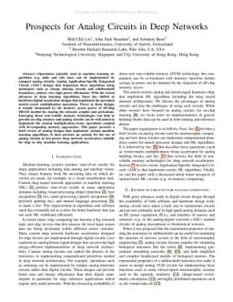 Prospects for Analog Circuits in Deep Networks
