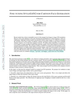 Fine-Tuning StyleGAN2 For Cartoon Face Generation