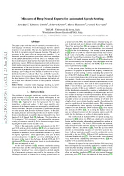 Mixtures of Deep Neural Experts for Automated Speech Scoring