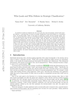 Who Leads and Who Follows in Strategic Classification?
