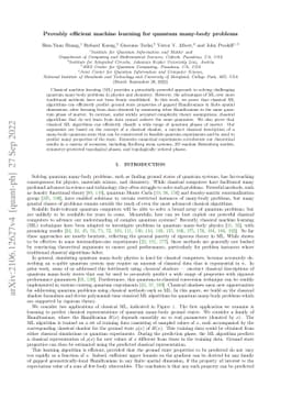 Provably efficient machine learning for quantum many-body problems