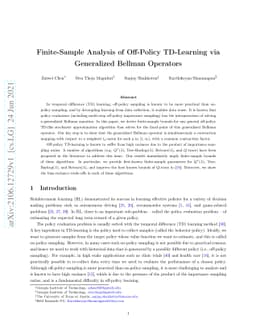 Finite-Sample Analysis of Off-Policy TD-Learning via Generalized Bellman
  Operators