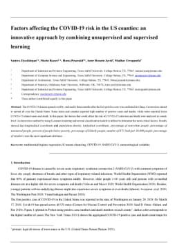 Factors affecting the COVID-19 risk in the US counties: an innovative
  approach by combining unsupervised and supervised learning