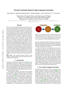 Towards Automatic Speech to Sign Language Generation
