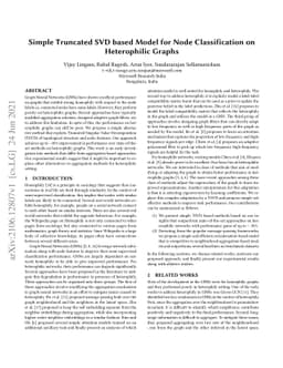 Simple Truncated SVD based Model for Node Classification on Heterophilic
  Graphs