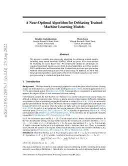 A Near-Optimal Algorithm for Debiasing Trained Machine Learning Models
