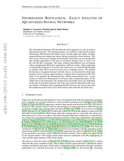 Information Bottleneck: Exact Analysis of (Quantized) Neural Networks