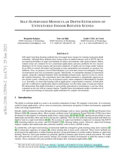 Self-Supervised Monocular Depth Estimation of Untextured Indoor Rotated
  Scenes