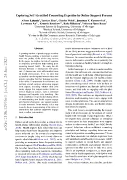 Exploring Self-Identified Counseling Expertise in Online Support Forums