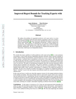 Improved Regret Bounds for Tracking Experts with Memory