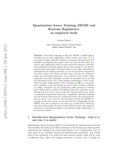 Quantization Aware Training, ERNIE and Kurtosis Regularizer: a short
  empirical study