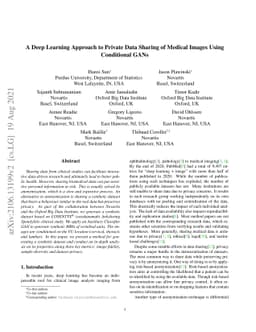 A Deep Learning Approach to Private Data Sharing of Medical Images Using
  Conditional GANs