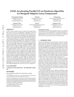 CEAZ: Accelerating Parallel I/O via Hardware-Algorithm Co-Designed
  Adaptive Lossy Compression