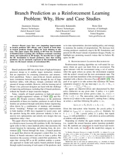 Branch Prediction as a Reinforcement Learning Problem: Why, How and Case
  Studies