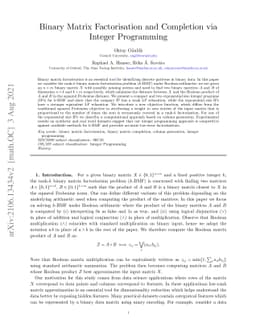 Binary Matrix Factorisation and Completion via Integer Programming