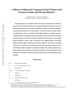 Collision Avoidance for Unmanned Aerial Vehicles in the Presence of
  Static and Moving Obstacles