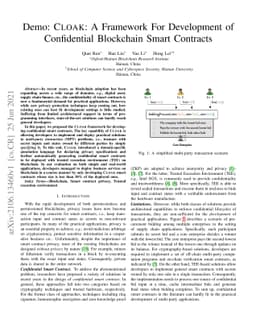 CLOAK: A Framework For Development of Confidential Blockchain Smart
  Contracts