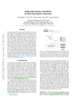 Online Self-Attentive Gated RNNs for Real-Time Speaker Separation