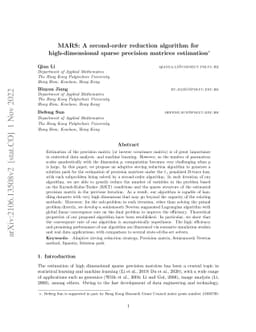 MARS: A second-order reduction algorithm for high-dimensional sparse
  precision matrices estimation
