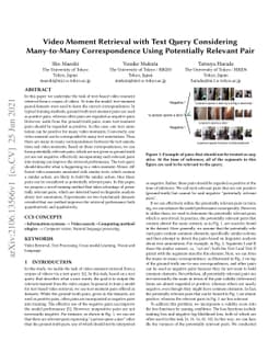 Video Moment Retrieval with Text Query Considering Many-to-Many
  Correspondence Using Potentially Relevant Pair