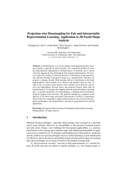 Projection-wise Disentangling for Fair and Interpretable Representation
  Learning: Application to 3D Facial Shape Analysis