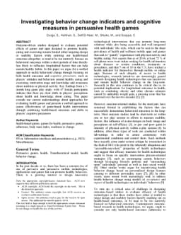 Investigating behavior change indicators and cognitive measures in
  persuasive health games
