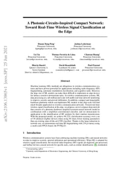 A Photonic-Circuits-Inspired Compact Network: Toward Real-Time Wireless
  Signal Classification at the Edge