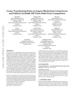 Cloak: Transitioning States on Legacy Blockchains Using Secure and
  Publicly Verifiable Off-Chain Multi-Party Computation