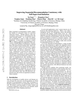 Improving Sequential Recommendation Consistency with Self-Supervised
  Imitation