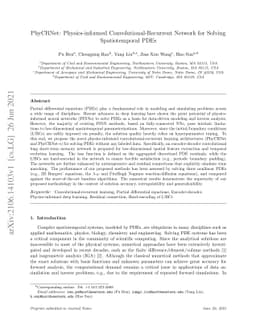 PhyCRNet: Physics-informed Convolutional-Recurrent Network for Solving
  Spatiotemporal PDEs