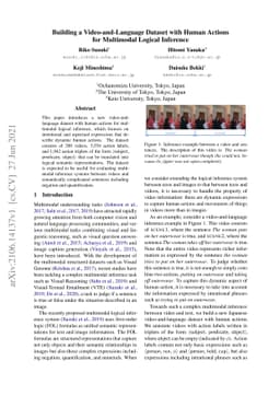 Building a Video-and-Language Dataset with Human Actions for Multimodal
  Logical Inference