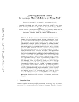 Analyzing Research Trends in Inorganic Materials Literature Using NLP