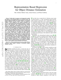 Representation Based Regression for Object Distance Estimation