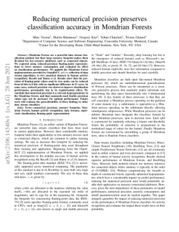 Reducing numerical precision preserves classification accuracy in
  Mondrian Forests