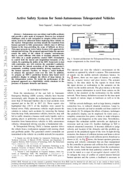 Active Safety System for Semi-Autonomous Teleoperated Vehicles