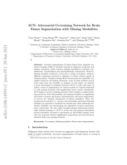 ACN: Adversarial Co-training Network for Brain Tumor Segmentation with
  Missing Modalities