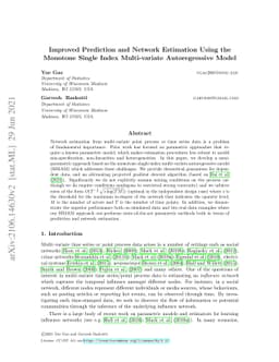 Improved Prediction and Network Estimation Using the Monotone Single
  Index Multi-variate Autoregressive Model