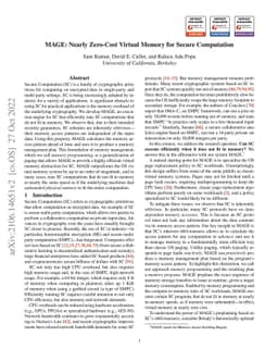 MAGE: Nearly Zero-Cost Virtual Memory for Secure Computation
