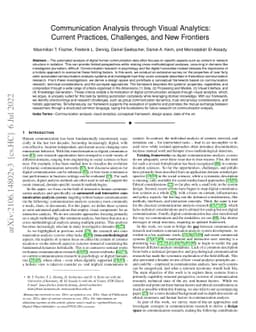 Communication Analysis through Visual Analytics: Current Practices,
  Challenges, and New Frontiers