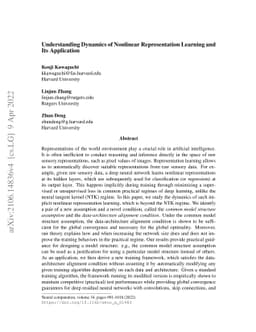 Understanding Dynamics of Nonlinear Representation Learning and Its
  Application