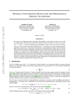 Optimal Convergence Rates for the Orthogonal Greedy Algorithm