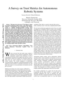 A Survey on Trust Metrics for Autonomous Robotic Systems
